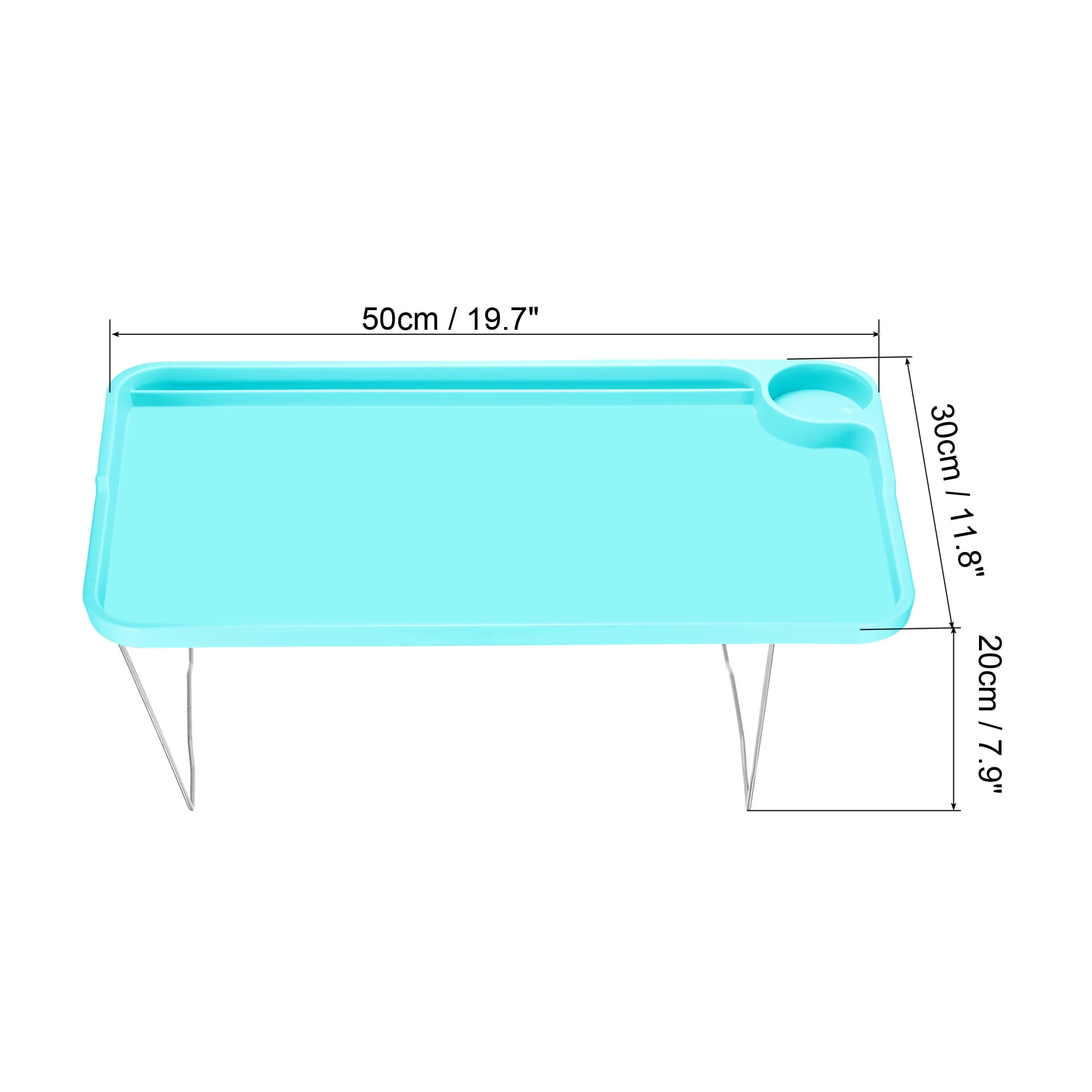 Unique Bargains Breakfast Tray Tables with Folding Legs Laptop Snack Desk for Eating Blue