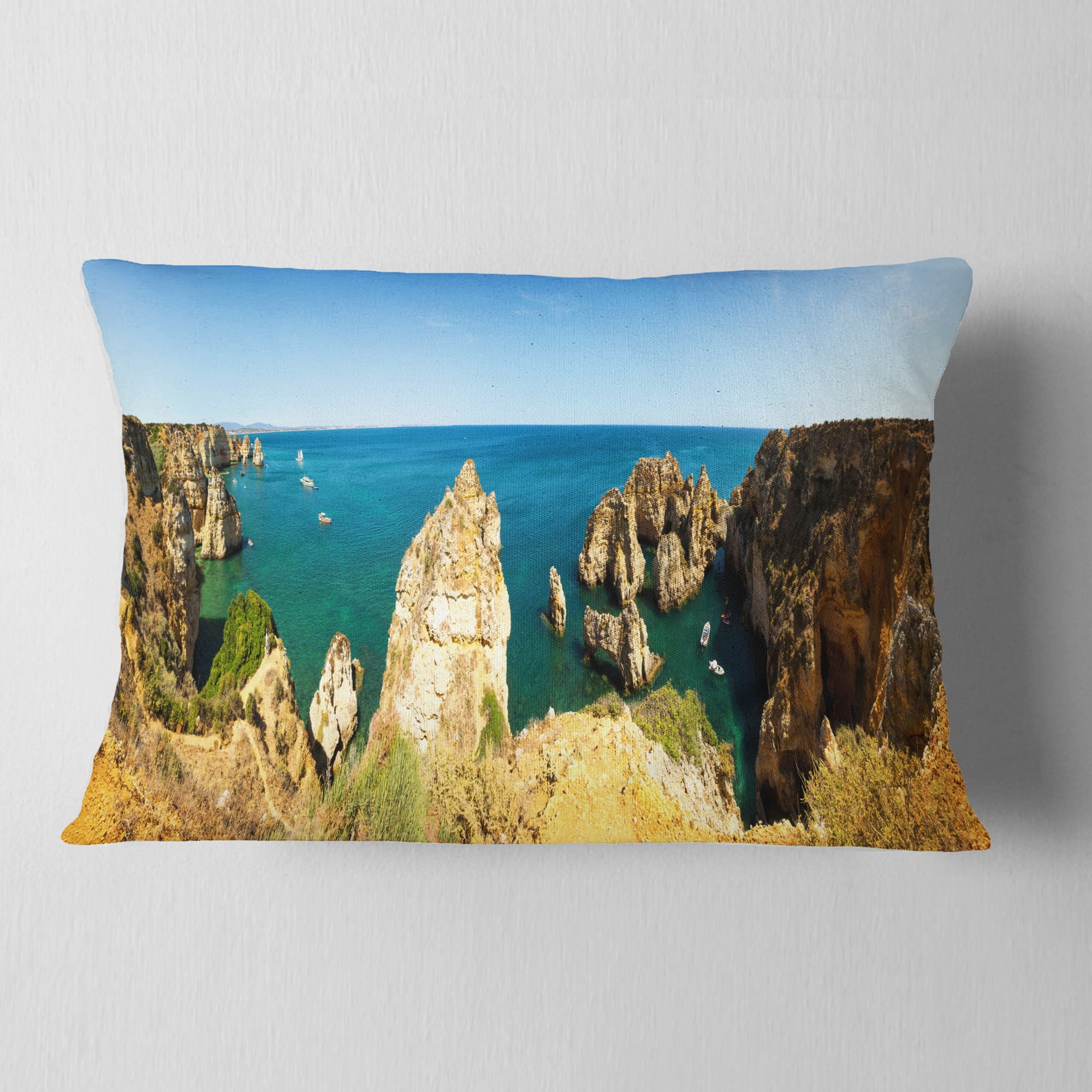 Designart 12" x 20" Multi-color Polyester Throw Pillow