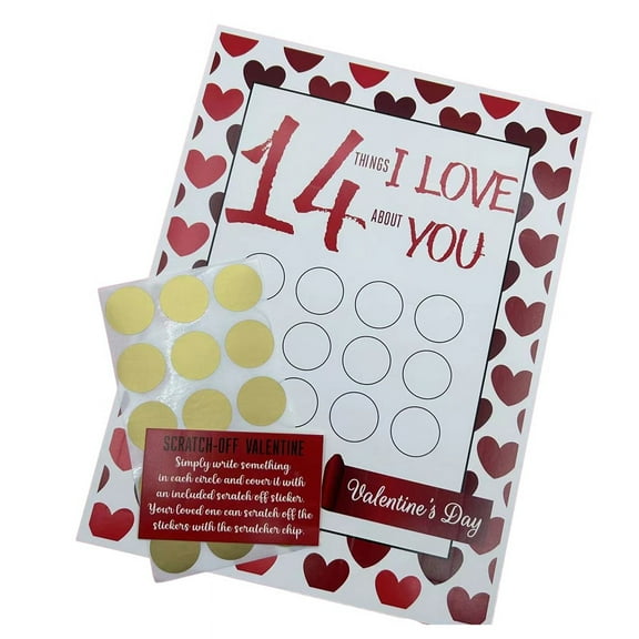 14 Things Love Things Valentine Day Scratch- Print Romantic Greeting Love Scratching Card for Husband Wife Lovers,B