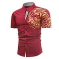 thumbnail image 1 of CEHVOM Hommes Été Décontracté Boutons Col Rabattu Manches Courtes Chemise Ample Hauts, 1 of 5