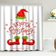 thumbnail image 6 of Lalilo 4 Pcs Red White Green Shower Curtain Sets with Rugs for Bathroom Decor,Red and Shoes Elf Bathroom Curtain Set with Mats, 6 of 6