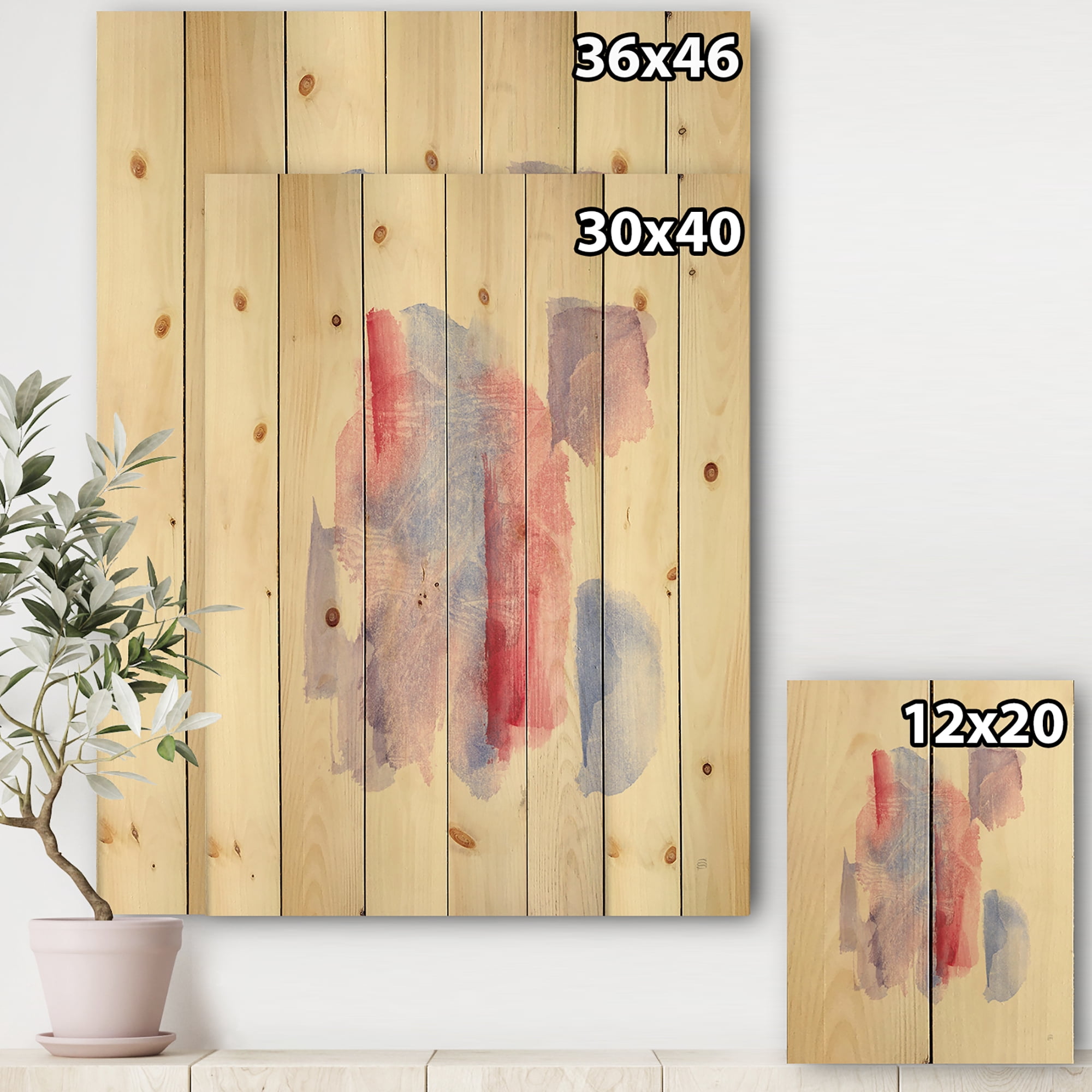 Designart 'geometric Pastel I' Mid-Century Modern Print on Natural Pine Wood