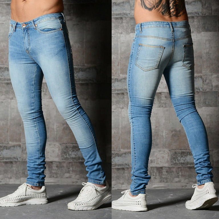Men's Skinny Slim Fit Stretch Jeans Denim Breathable Casual Pencil Pants