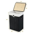 thumbnail image 3 of Costway Rectangle Bamboo Hamper Laundry Basket Washing Cloth Bin Rangier Lid Black, 3 of 9