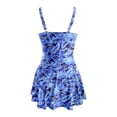 thumbnail image 5 of WAYUTE Womens One Piece Swimsuits Casual Floral Print Shirred Swimsuit with Cover Up Summer Beachwear Tummy Control Swimwear, 5 of 7
