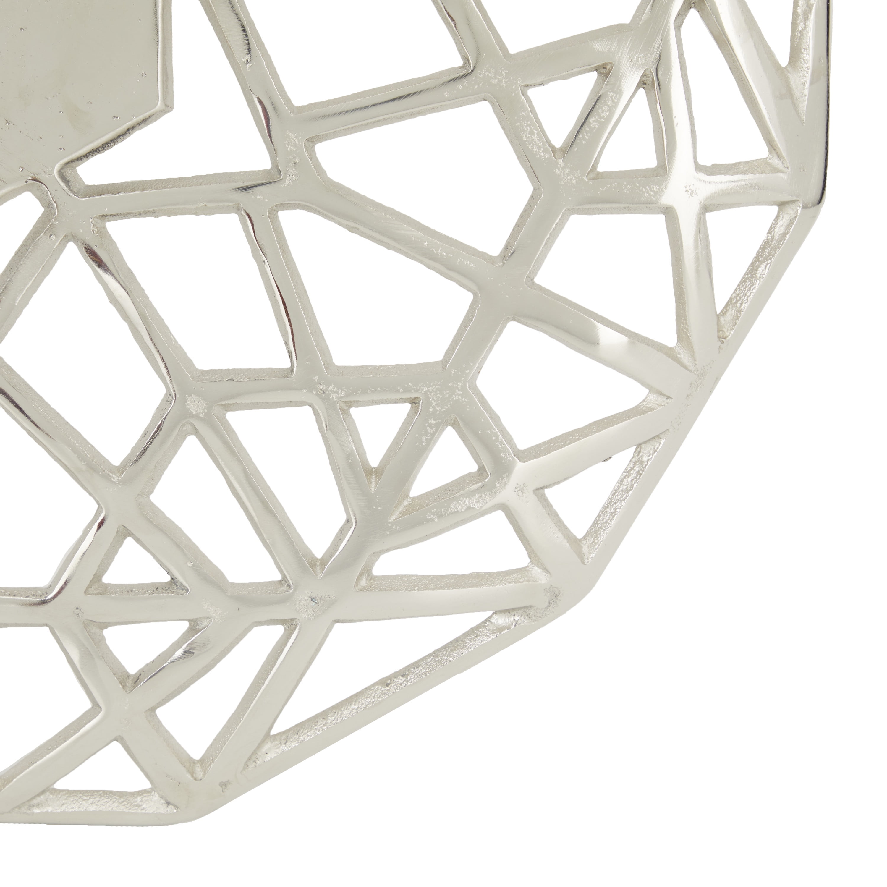 DecMode 24" Silver Aluminum Geometric Wall Clock with Cut Out Design
