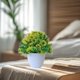 thumbnail image 1 of Bonsái Artificial, simulación de plantas, accesorios para fotos, obra de arte, adorno de mesa de flores en maceta para dormitorio, balcón, escritorio, Amarillo, 1 of 8