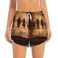 thumbnail image 2 of Gukieu Vintage Family History Book Print Women's Sports Shorts with Drawstring Elastic Waistband for Running, Yoga, Fitness-Medium, 2 of 7