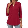 thumbnail image 5 of Fantaslook Womens Polo Shirts Business Casual 3/4 Sleeve Tops V Neck Dressy Work Blouses Office Clothes, 5 of 10