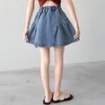 thumbnail image 5 of Girls Denim Skirt High Waist A-Line Jean Skirt Knee Length Trendy Jeans Skorts Summer Outfits for Girls (3-Blue 6-7), 5 of 9