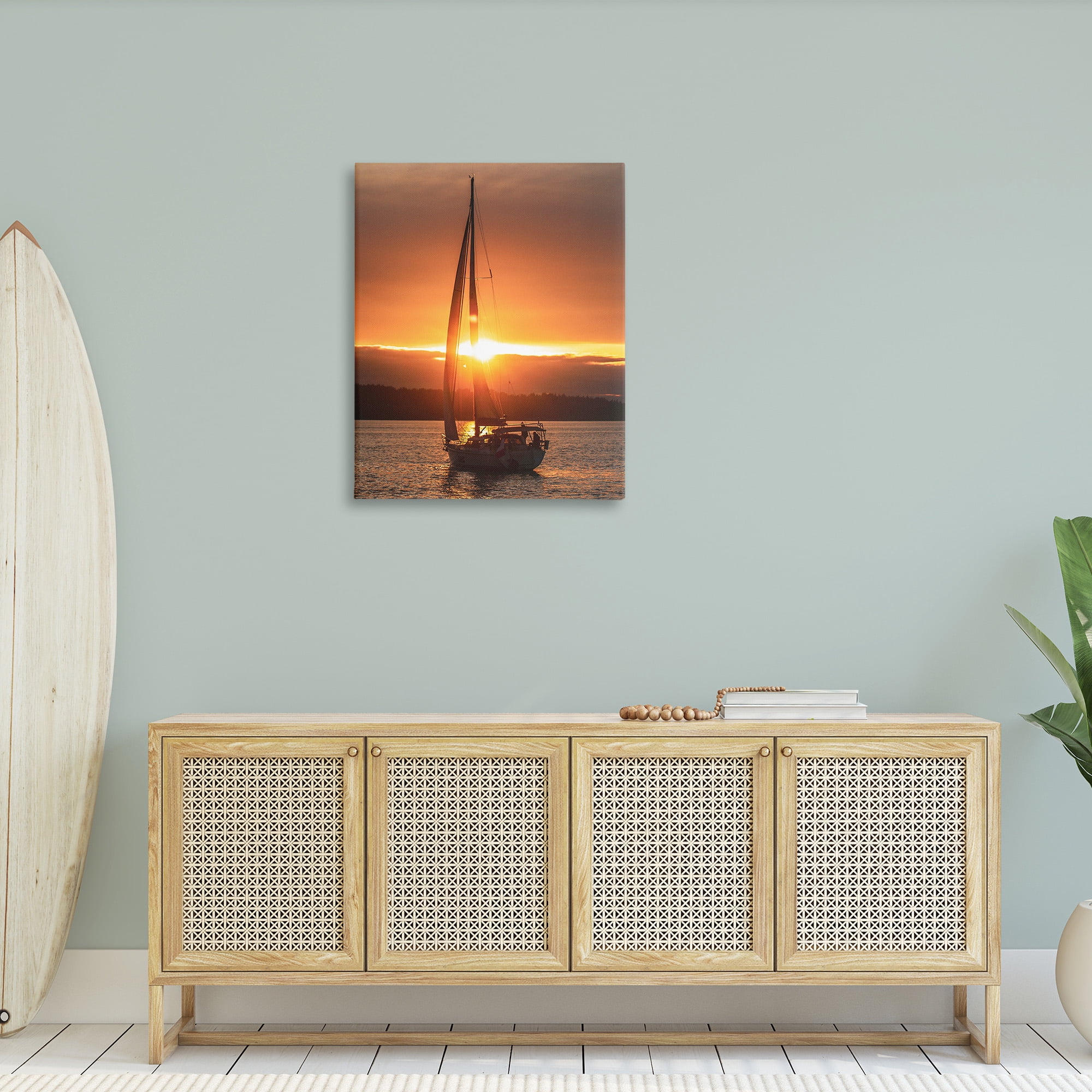 Stupell Industries Sailboat at Sunset Transportation Photography Gallery Wrapped Canvas Art Print Wall Art, 30 x 40