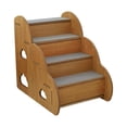 thumbnail image 1 of Escalera para perros con rampa de madera MDF antideslizante de 4 escalones para mascotas mayores, ayuda suave para subir, 45 x 30 x 40 cm, 1 of 9