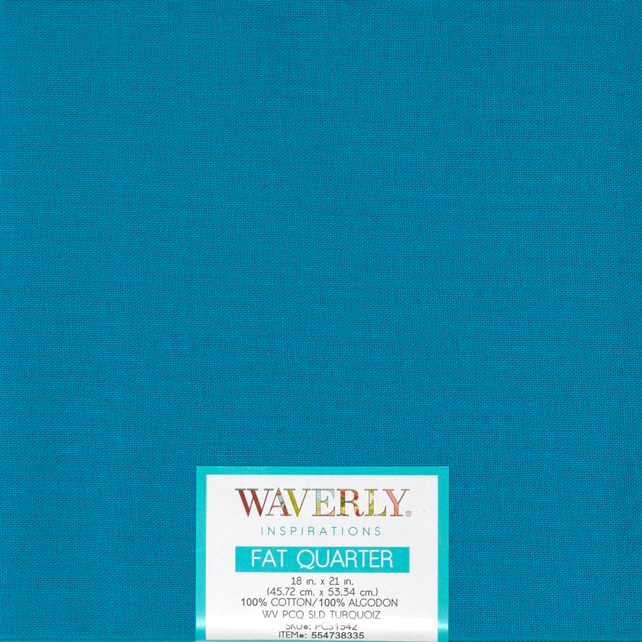 (1 pack) Waverly Inspirations Cotton 18" x 21" Fat Quarter Solid TURQUOIS Print Fabric, 1 Each