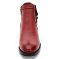 thumbnail image 5 of Ferwind Women's Ankle Booties Buckle-Strap Elastic Burgundy Adult Burgundy  8, 5 of 8