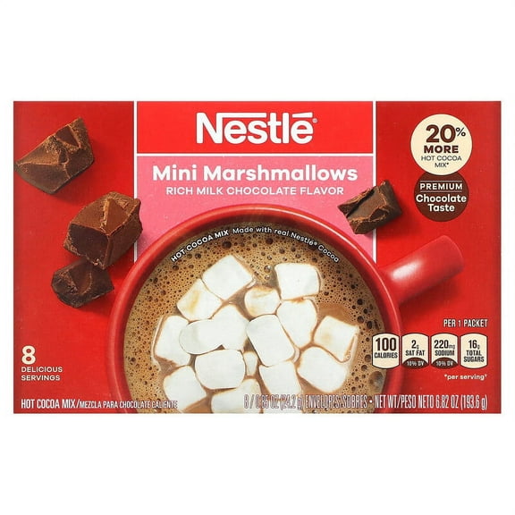 Nestle Hot Cocoa Mix Mini Marshmallows Rich Milk Chocolate 8 Envelopes Pack of 4