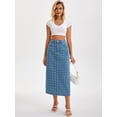 thumbnail image 3 of DARING DIVA Women's Denim Ripped Holes Back Slit Midi Jean Skirts Medium Light Blue, 3 of 7