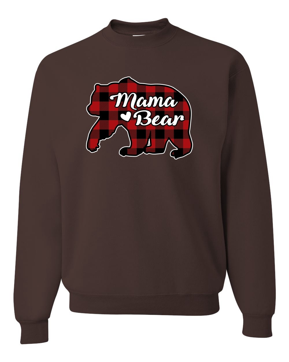 Wild Bobby Mama Bear Cool Plaid Matching Design Ugly Christmas Sweater Unisex Crewneck Graphic Sweatshirt, Brown, 2XL, Adult Unisex