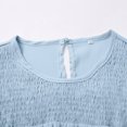 thumbnail image 4 of Layered Satin Peplum Blouse 2025 Spring Business Casual Shirt with Triple Ruffles, Wrinkle-Free Office Wear for Presentation Days, Pearl Button Accents, Blue Spring And Summer Satin Pleated Three, 4 of 9