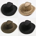 thumbnail image 3 of Visland Suede Cowboy Hat Wide Brim Western Outback Cowboy Hat for Men's Women's Costume Accessory,Black, 3 of 3