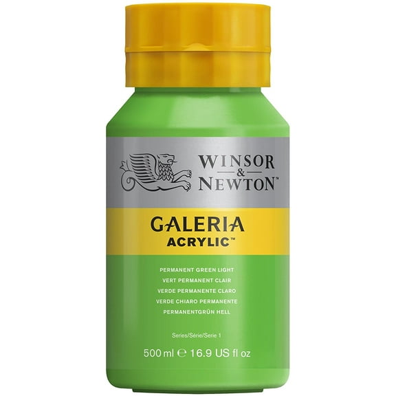 Winsor & Newton Galeria Acrylic, 500ml Squeeze Bottle, Permanent Green Light
