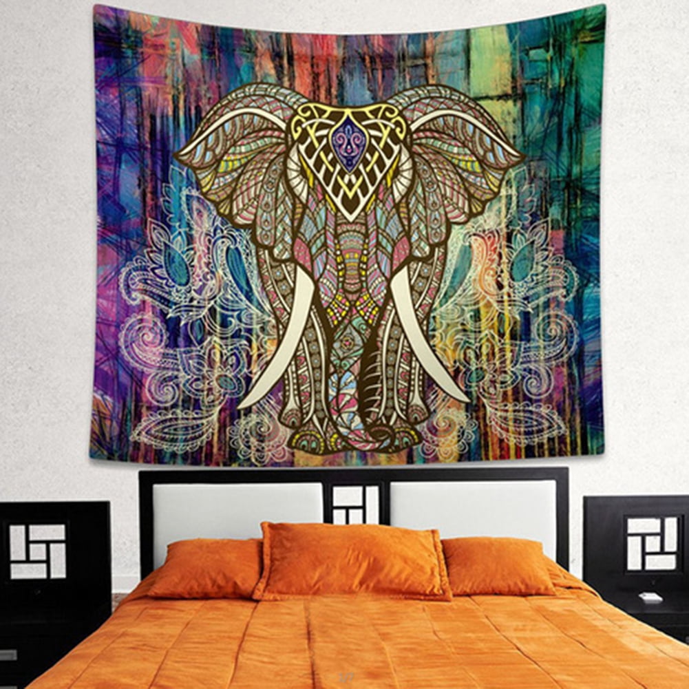 Indian Hippie Mandala Elephant Tapestry Throw Boho Bed Cover Wall Hanging Decor 