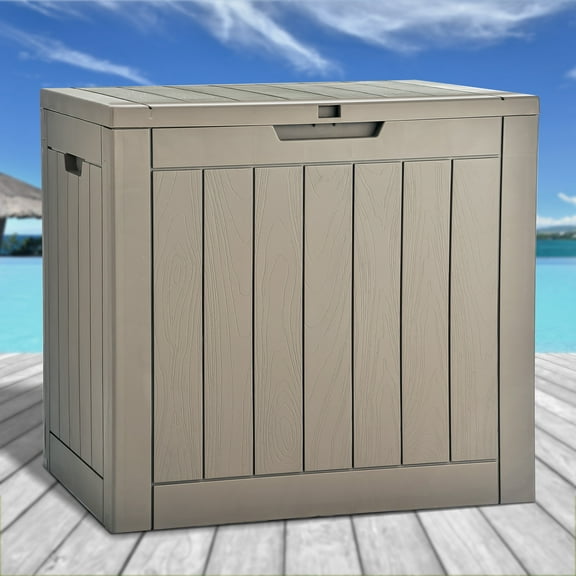 Dextrus Outdoor Weatherproof 30 Gallon Resin Deck Box, Brown – Ideal for Patio, Garden, and Poolside Storage