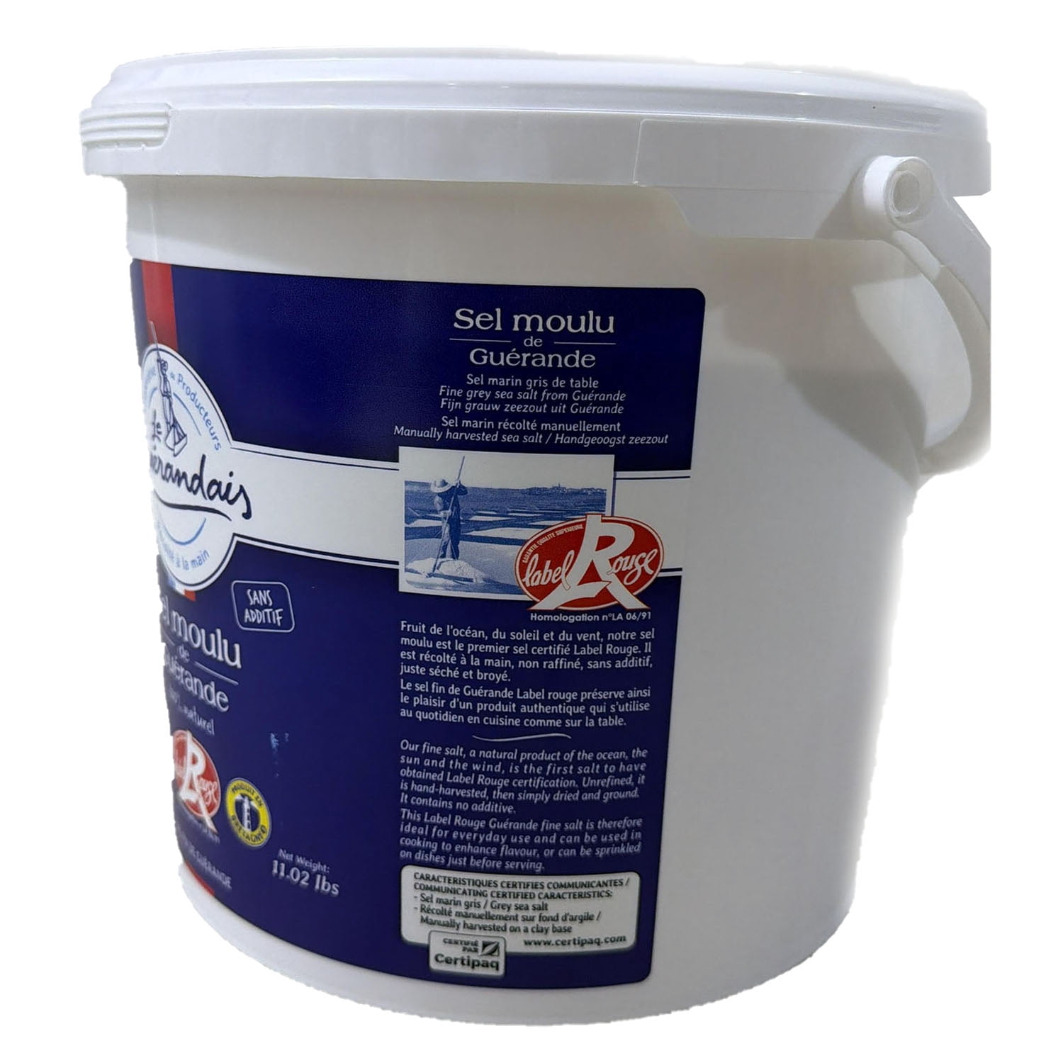 Grey Sea Salt From Guerande - Fine - 1 pail - 11 lbs