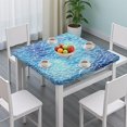 thumbnail image 3 of Blue White Tie Dye Cracked Pattern Square Fitted Tablecloth with Elastic Edge,Square Table Cover,Washable Elastic Table Cover for Home Kitchen Party Decor 36"x36", 3 of 6