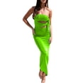 thumbnail image 3 of VISgogo Vestido de Fiesta de Cóctel para Mujer, Color Sólido Hueco Sin Tirantes Fuera del Hombro Bodycon de Una Pieza para Damas, S/M/L/XL VISgogo  moda, 3 of 6
