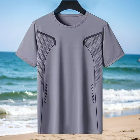 COSFO Crew Neck Men T Shirts Short Sleeve Casual Tops Breathable Pullover Colorblock Loose Mens Classic T-Shirt