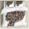 thumbnail image 1 of Ecuador Duvet Cover Set Queen Size, Republic of Ecuador Isometric Country Map Created with Doodle People Tourism Print, Decorative 3 Piece Bedding Set with 2 Pillow Shams, Multicolor, by Ambesonne, 1 of 3