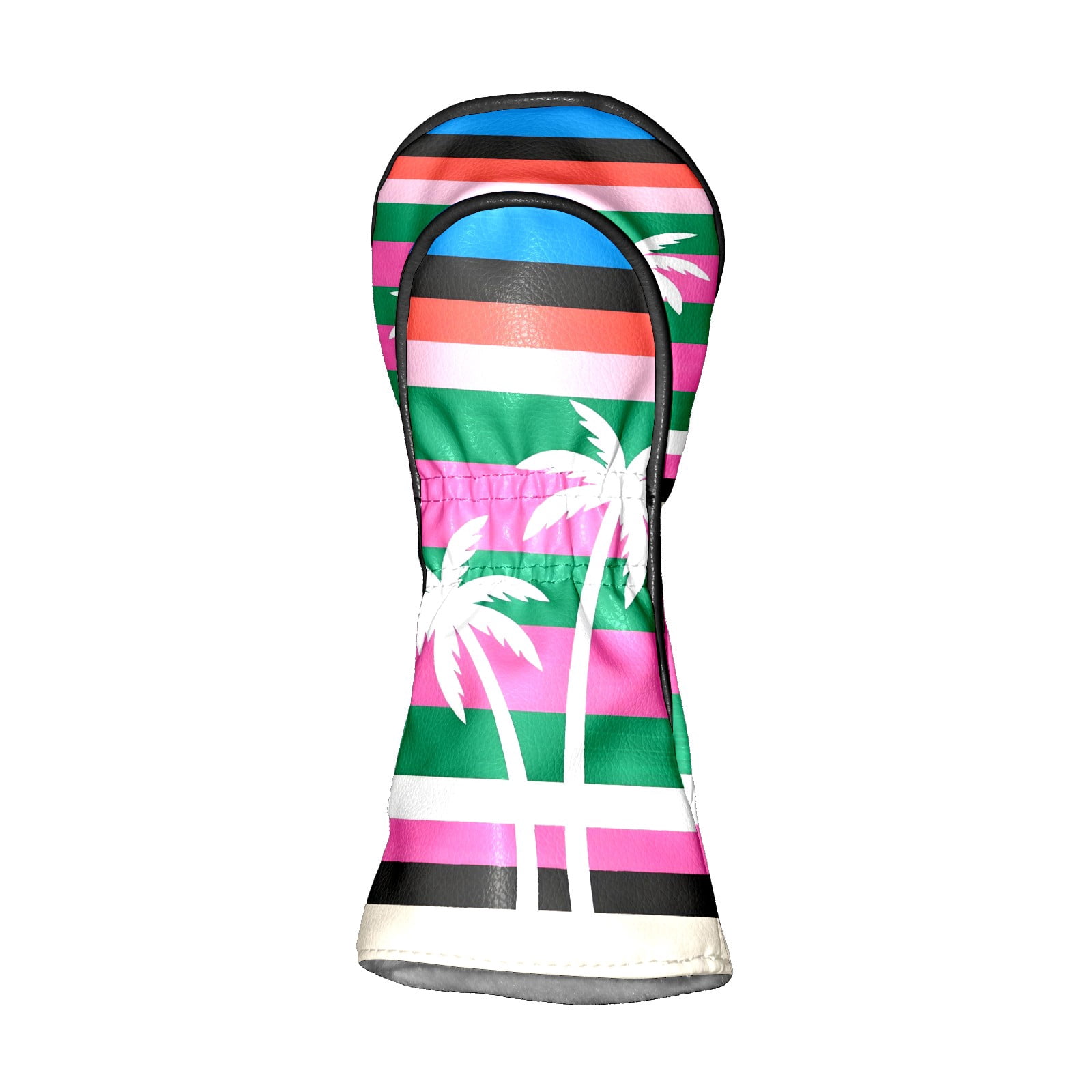 Golf Club Covers, Colorful Palm Tree Premium PU Leather Driver Hybrid Putter Head Covers with Velvet Lining, Waterproof Golf Gifts for Men Women