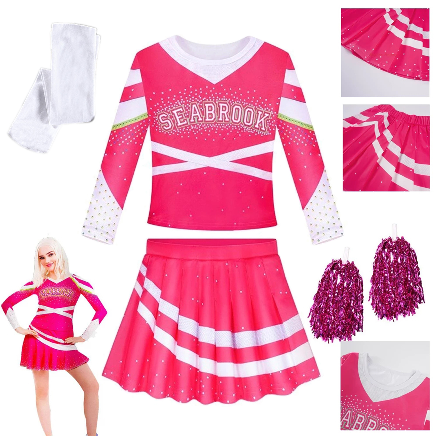 Zombies Costume for Girls Cheerleader Costume Halloween Christmas Dress