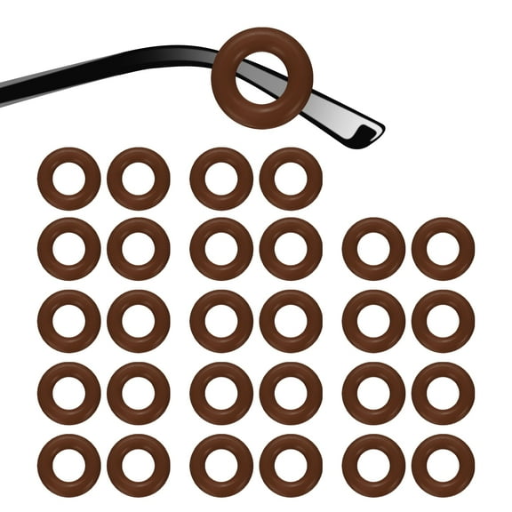 14 Pairs Glasses Ear Grip 0.52" Silicone Ring Type Eyewear Retainer, Brown