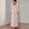 thumbnail image 5 of MYAOYI Womens Long Sleeve A-Line Dress Square Neck Pleated Maxi, 5 of 8