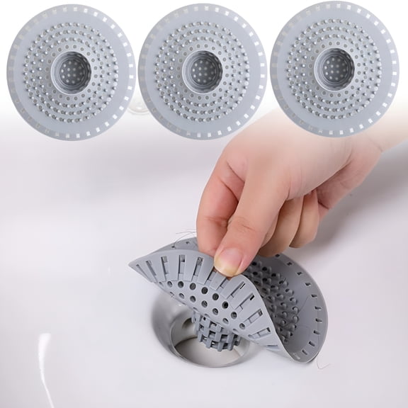 ACDANC 3-Pack Silicone Bathtub Drain Hair Catcher, Shower Drain Protector for 1.48-1.76" Drains, Reusable Clog Preventer