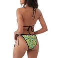 thumbnail image 4 of Salouo Lemon Pattern Women's Sexy Bikini Set,String Two Piece Swimsuit V Neck Swimwear Self Tie Spaghetti Straps Bathing Suits -Medium, 4 of 6