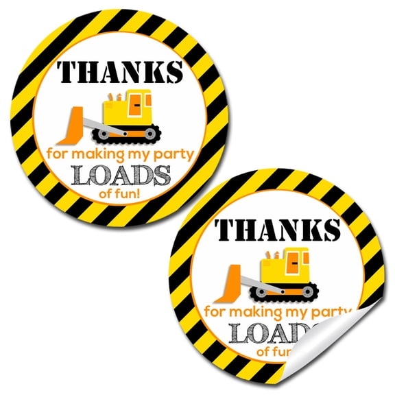 Construction Birthday Party Stickers 40 Pack 2" Round Circle Labels Party Favors, Goodie Bag Labels, Envelope Seals, Cupcake Toppers & Thank You Stickers by Amanda Creation