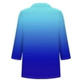 thumbnail image 5 of YUGYXL Fashion Collared Shirts for Women 3/4 Sleeve Tshirts Gradient Color Blouses V Neck Tops Dressy Tunics Lightweight Tees Clearance Blue XXL, 5 of 5