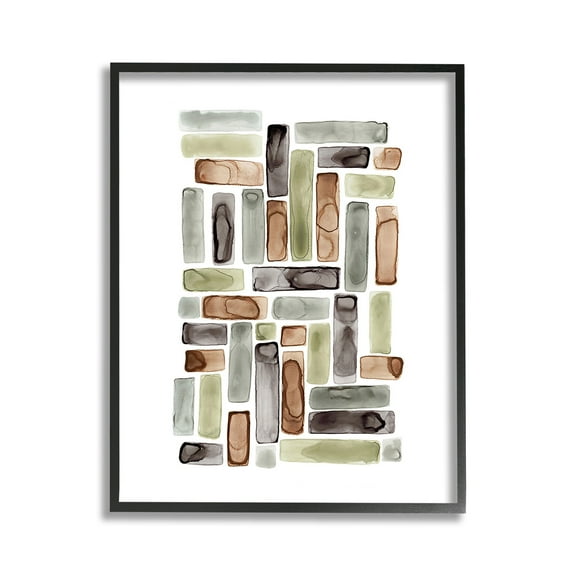 Stupell Industries Mosaic Style Shapes Abstract Painting Black Framed Art Print Wall Art, 11 x 14