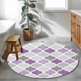 thumbnail image 4 of Round Area Rug-3ft Purple Grey Morocco Lattice Non Slip Washable Circle Carpet Soft Large Floor Rugs for Living Room Bedroom Nursery Office, 4 of 9