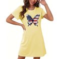 thumbnail image 5 of Aobny Christmas Nightgown for Women Lightweight Patriotic Short Sleep Shirt Short Sleeve Yellow Vintage Nightgown,M, 5 of 5