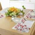 thumbnail image 4 of Ambesonne East Place Mats Set of 4, Japanese Flowers Ivy, Standard Size, Scarlet White, 4 of 6