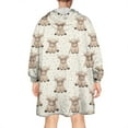 thumbnail image 2 of Beige Highland Cow Pattern Wearable Oversized Blanket,Wearable Blanket Hoodie for Adults,Cozy Hooded Blankets with Super Pockets,Super Warm Fuzzy Pullover for Women & Men, 2 of 6
