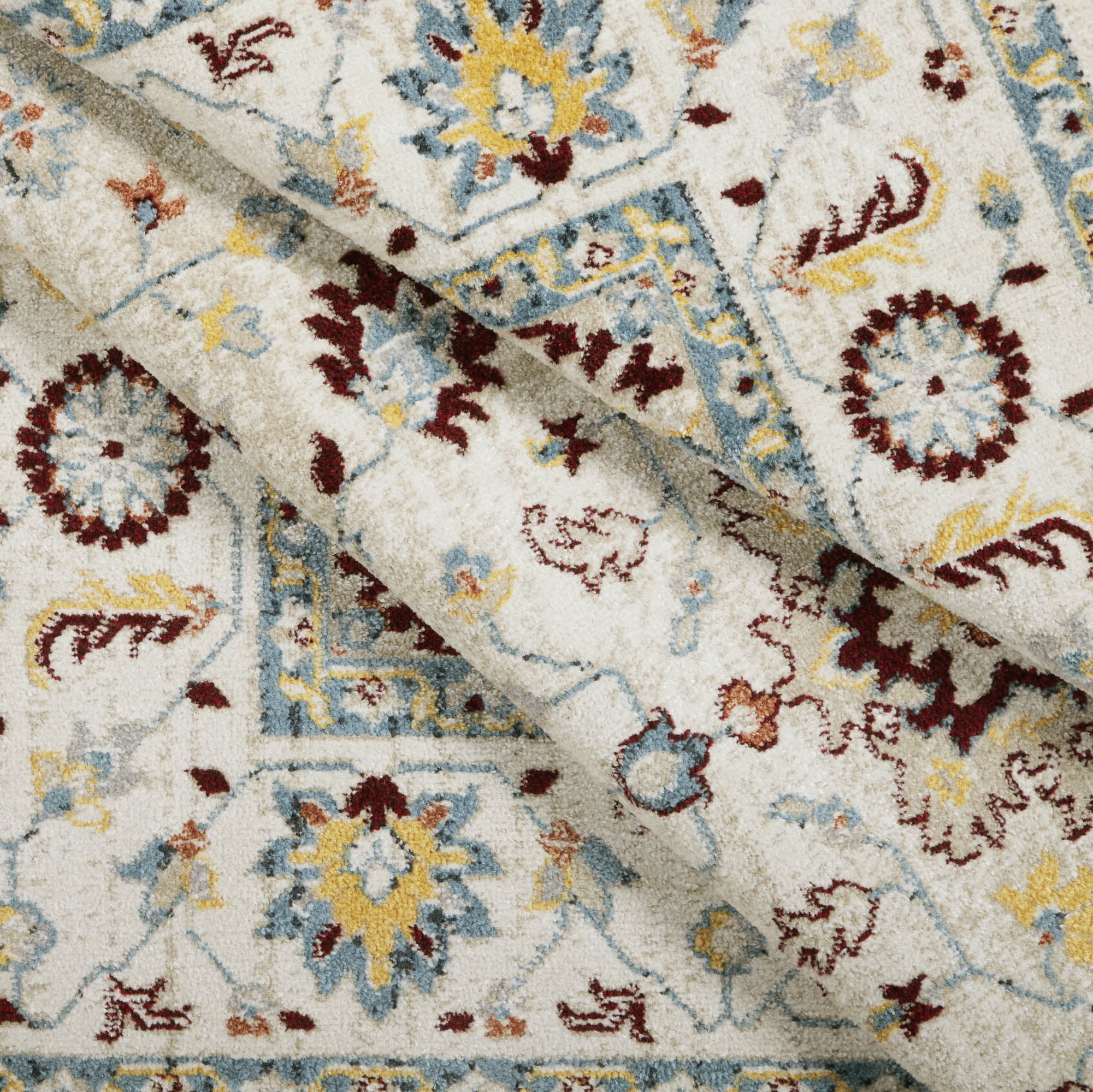 Everwash Treasure Lina Traditional Medallion Machine Washable Runner Area Rug, Ivory/Red, 2'2"x7'2"