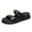 Black, variant on Slides Sandals for Women Fashion Metal Decor Double Band Slip on Flat Shoes Comfortable Arch Support Footbed Walking Shoes Gray Size 7.5