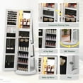 thumbnail image 5 of Gurexl 360° Rotating Jewelry Cabinet with Lights, 63" H Standing Jewelry Armoire Organizer with Mirror, Full Length Mirror with Jewelry Storage, Lockable Lagre Jewelry Organizer Stand for Wonen, 5 of 8
