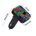 thumbnail image 3 of Binmer Colorful Ambiance Lights 5.3 Car Bluetooth Receiver Charger, Lossless Sound Quality FM Transmitter Card, Car MP3 Bluetooth Player, 3 of 9