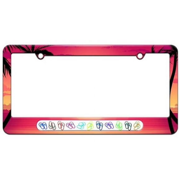 Flip Flops Multi Color, Family License Plate Tag Frame, Multiple Colors