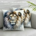 thumbnail image 3 of BCIIG  Oil Painting Lion Throw Pillow Cover King of Wild Animals Pillow Case Cotton Linen Cushion Cover Decorative for Outdoor Home Couch Yellow 18"x18" (Lion), 3 of 5